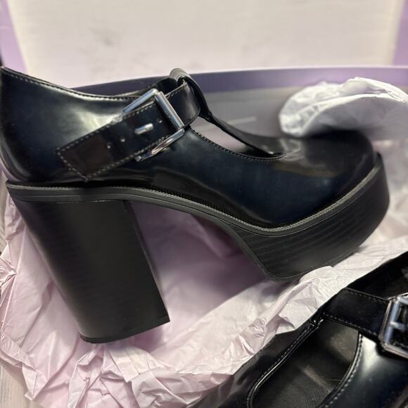 Steve Madden Roony Platform Mary Jane Heels 9 Black NWT 90s Y2K Whimsi Goth - Picture 6 of 7
